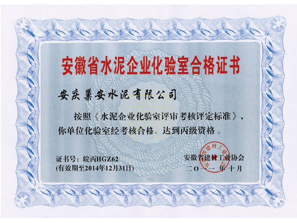 安徽水泥企业化验室合格证书